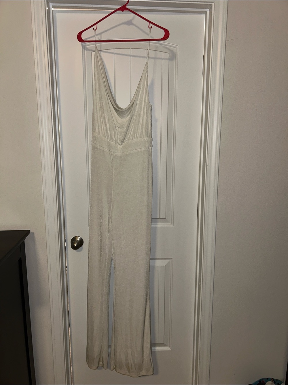Cowl neck white jumpsuit